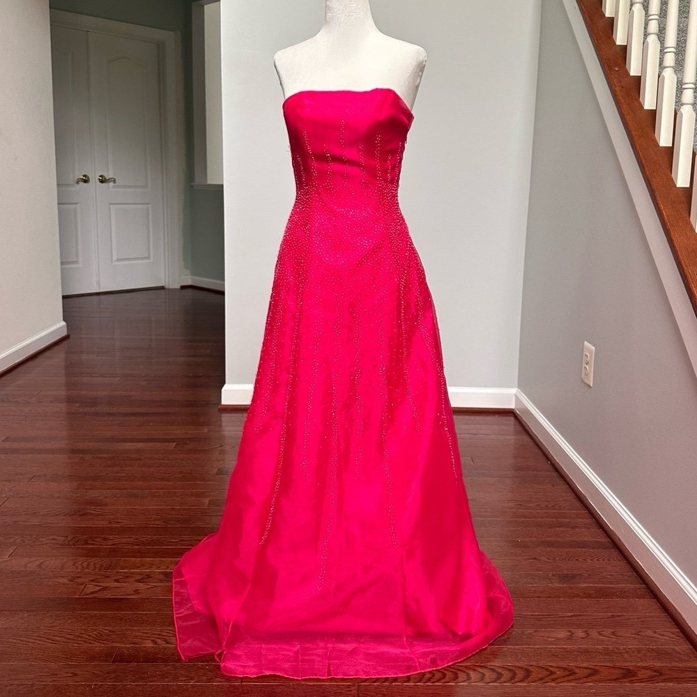 Morgan & Co Linda Bernell Barbie Beaded Embellished Formal Gown Maxi Dress